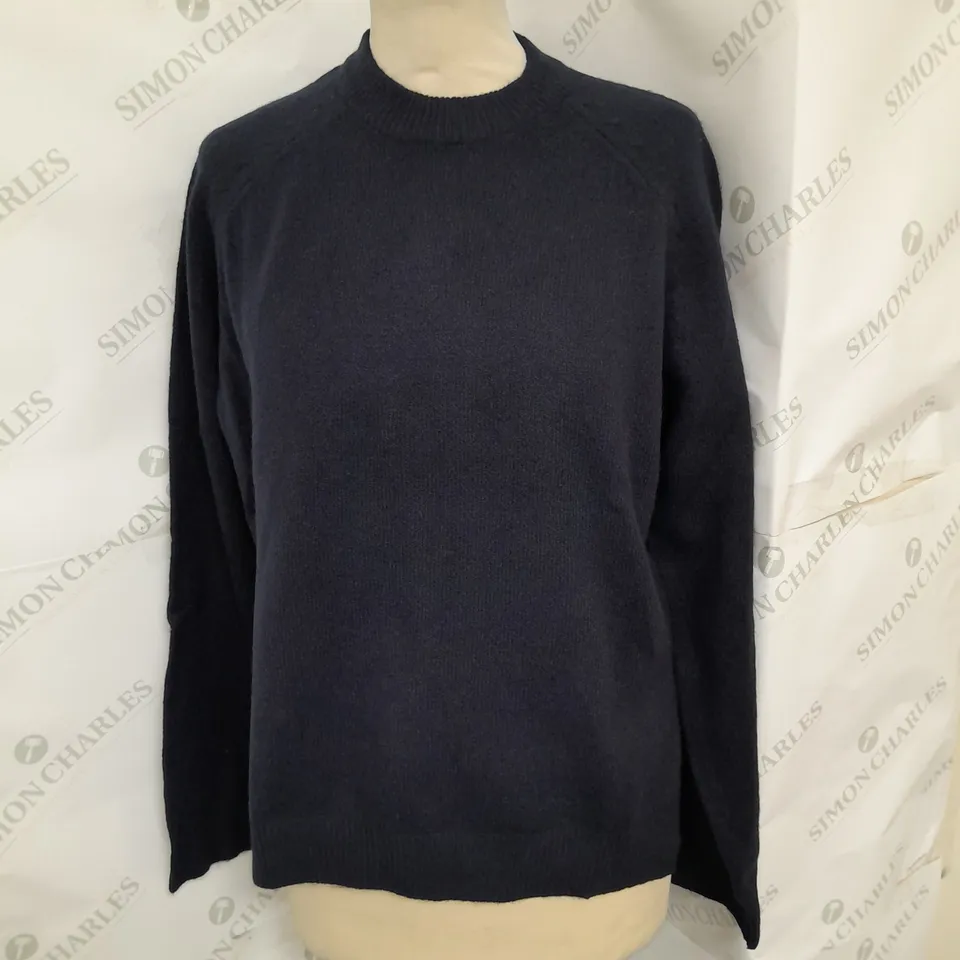 NOBODY'S CHILD BOXY CREW NECK JUMPER IN BLUE SIZE XS