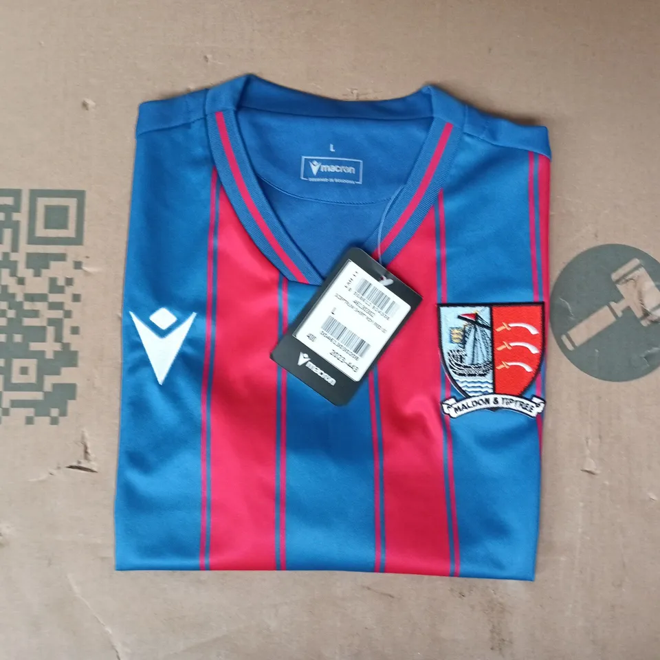 MACRON MALDON & TRIPEE FOOTBALL JERSEY IN BLUE/RED SIZE LARGE