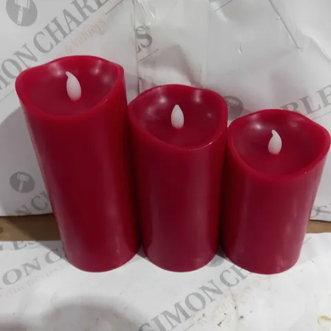 HOME REFLECTIONS SET OF 3 LED PILLAR CANDLES RED