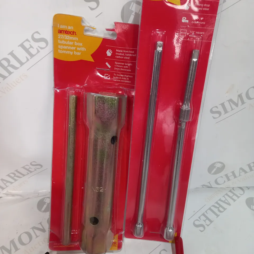 SET OF 3 TOOLS TO INCLUDE AMTECH 3PC DRIV EXTANSION - SPANNER BOX AD TOMMY BAR  
