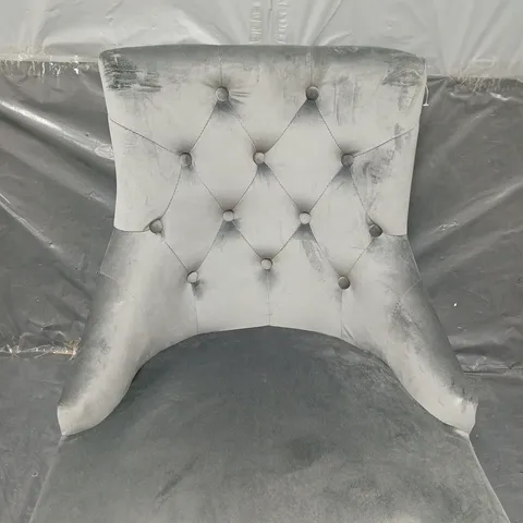 Grey Velvet Button-Tufted Upholstered Chair (Accent)