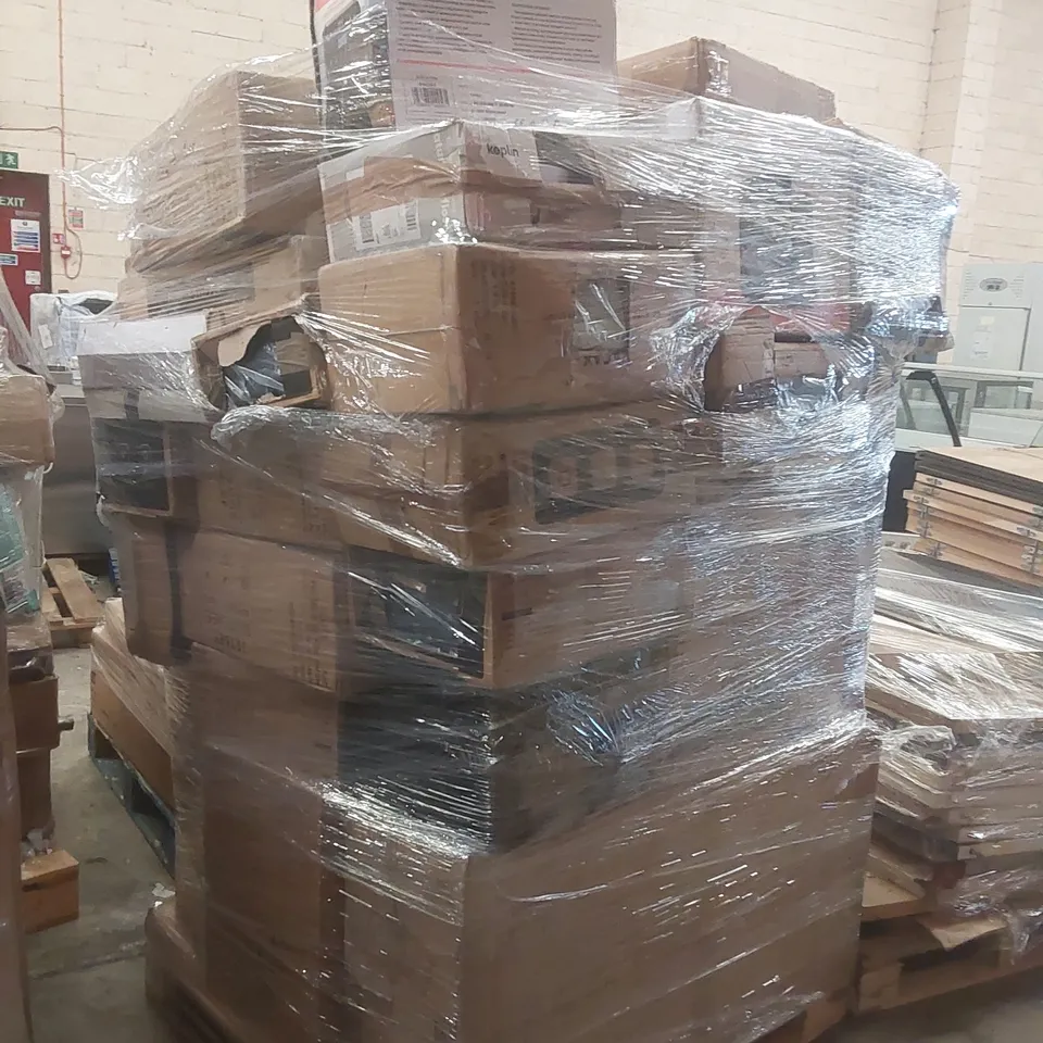 PALLET OF ASSORTED E-COMMERCE GOODS AND PRODUCTS TO INCLUDE: AIR FRYERS, CAMPING WAGON, SUITCASES, GRAVITY CHAIRS, PILATES REFORMER, FITNESS STEPPER ECT
