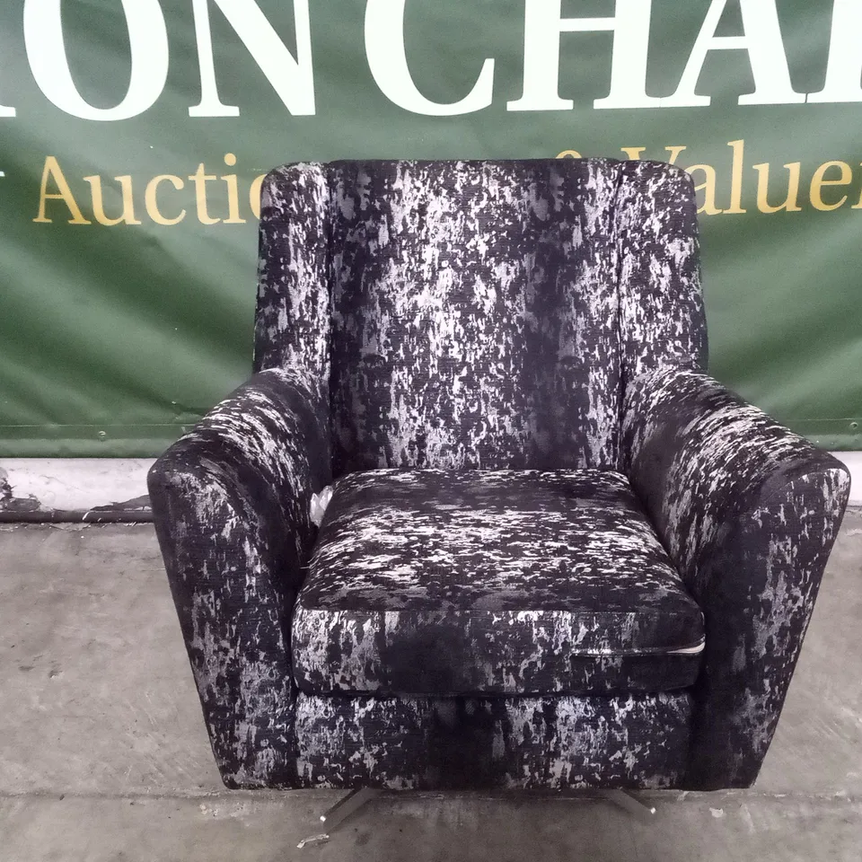 QUALITY DESIGNER COSTELLO DISPLAY PATTERN ACCENT SWIVEL CHAIR CHARCOAL/CHROME STAR BASE
