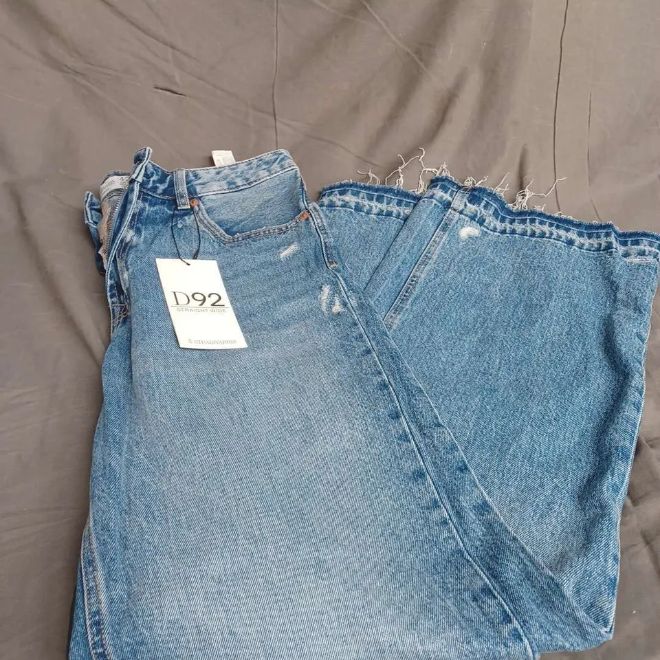 STRADIVARIUS D92 STRAIGHT WIDE JEANS IN BLUE SIZE 14