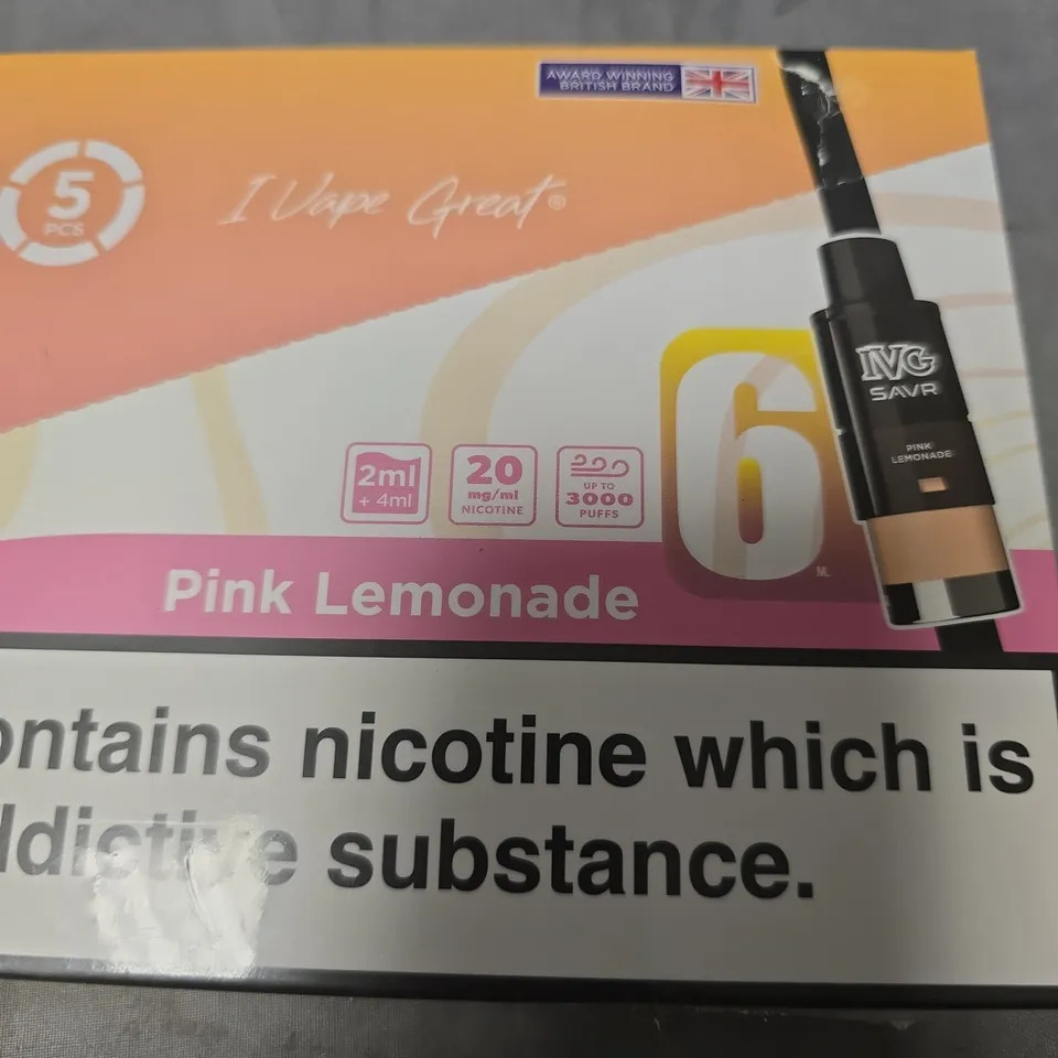 SEALED IVG SAVR VAPE KIT – PINK LEMONADE, 20MG/ML, 2ML+4ML, 5-PACK