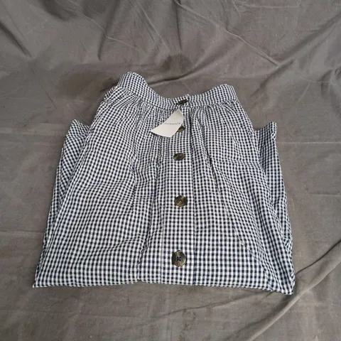 MONSOON BUTTON UP SKIRT IN NAVY GINGHAM SIZE M