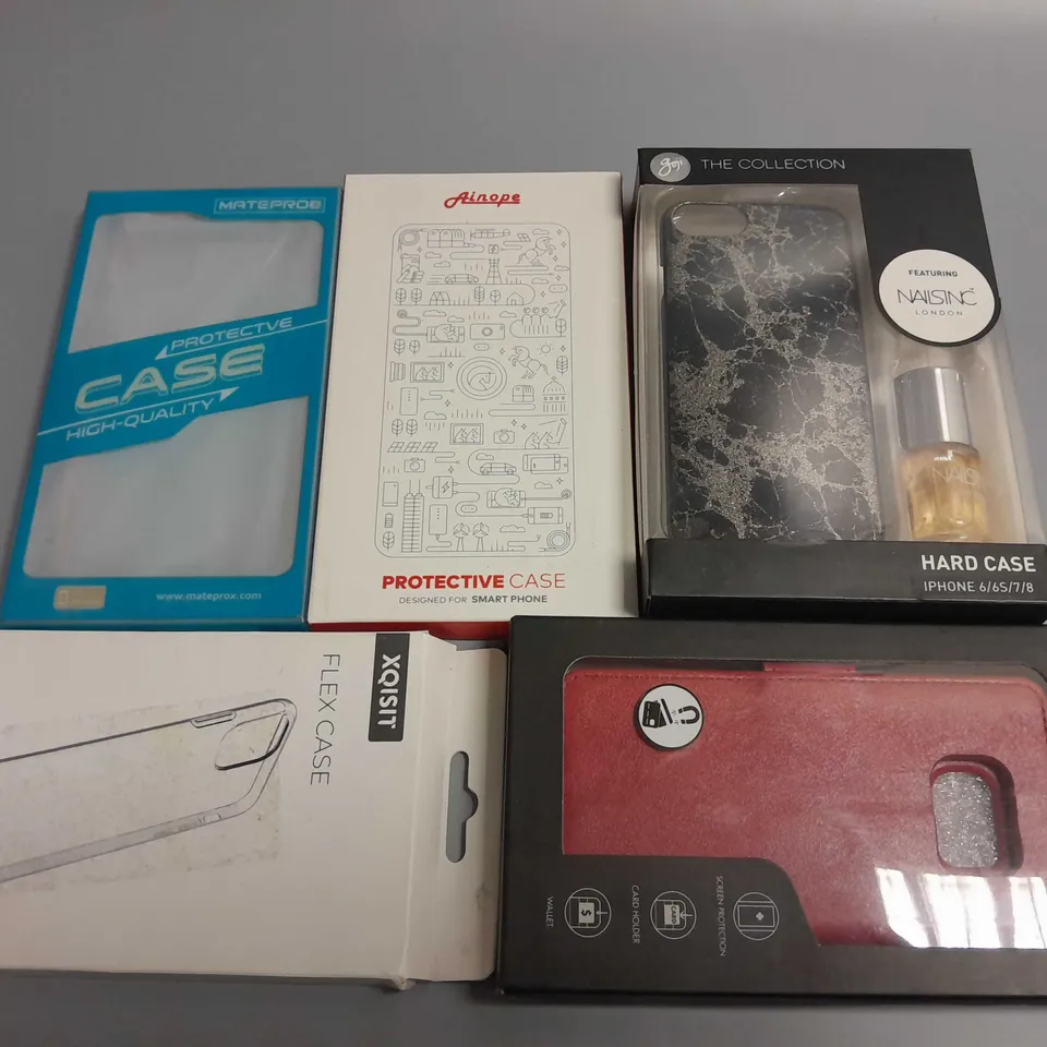 LOT OF 5 ASSORTED PHONE CASES TO INCLUDE GOJI, ULTRATEC AND XQISIT