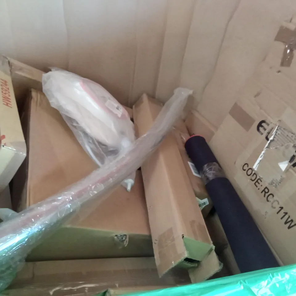 PALLET OF ASSORTED ITEMS INCLUDING ACCSTORE FABRIC WARDROBE, HOMIDEC DRYING RACK, HUAXIAAOAK NEST OF TABLE, RECURVE BOW AND ARROWS SET, PLASMA CUTTING MACHINE