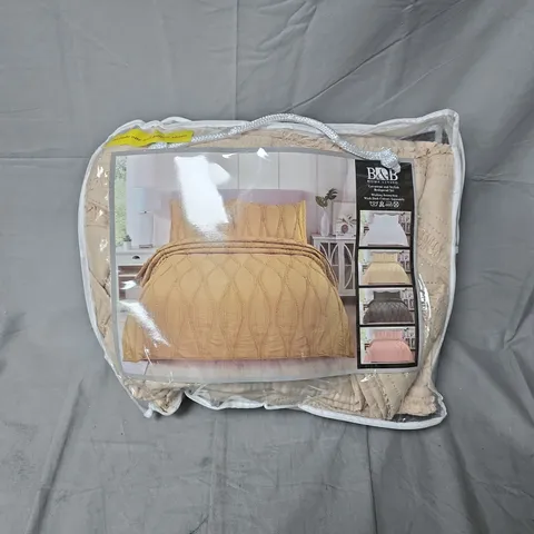 BAGGED BEIGE QUILTED DUVET COVER BEDDING SET