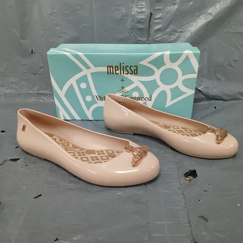 BOXED PAIR OF MELISSA + VIVIENNE WESTWOOD SPACE LOVE BLUSH CUT OUT ORB SIZE 38 