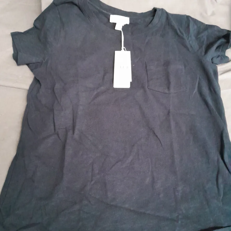 THE WHITE COMPANY ORGANIC COTTON CREW NECK T-SHIRT IN NAVY - SIZE 10