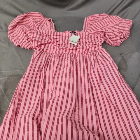 NOBODYS CHILD NOVA MINI DRESS - PINK STRIPE, UK 16 