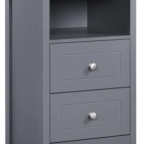 BOXED 3 DRAWER BEDSIDE TABLE - DARK GREY (1 BOX)