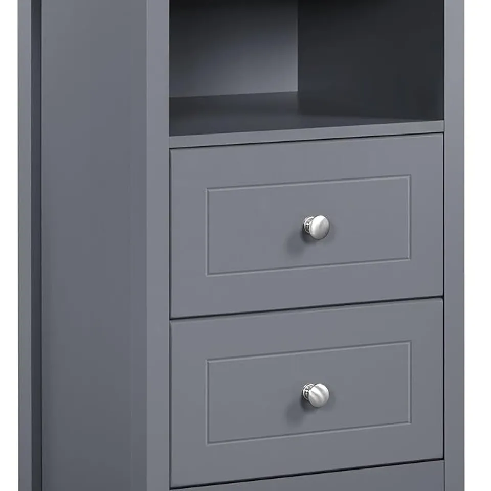 BOXED 3 DRAWER BEDSIDE TABLE - DARK GREY (1 BOX)