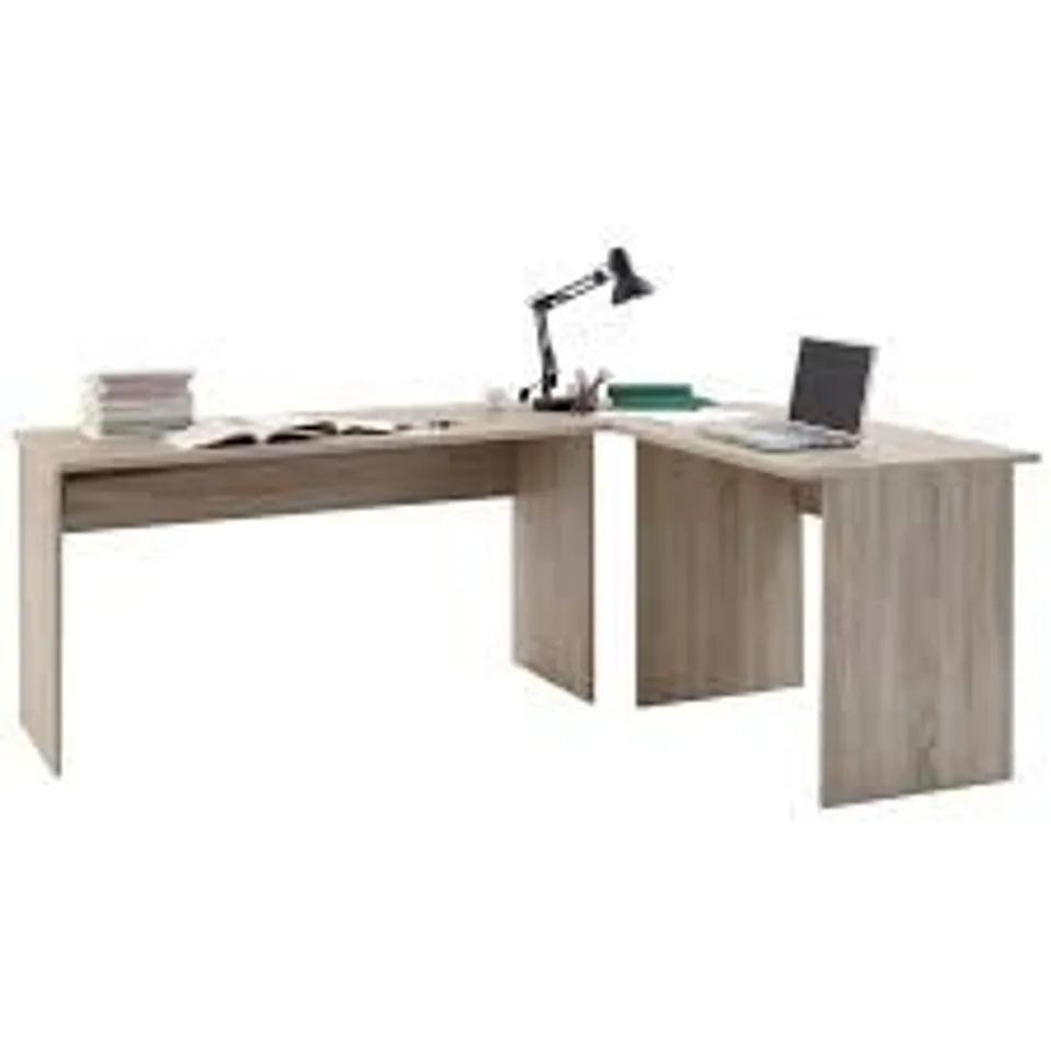 BOXED CORNER DESK TILL - OAK COLOUR - 65X205X76 CM