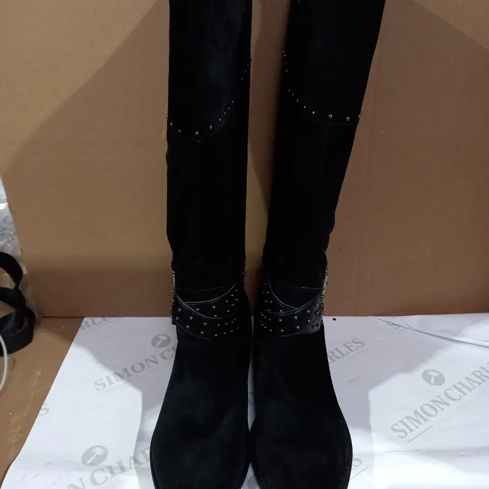 MARC FISHER BLACK SUADE EFFECT BOOTS WITH BEADING DETAILS UK SIZE 7.5