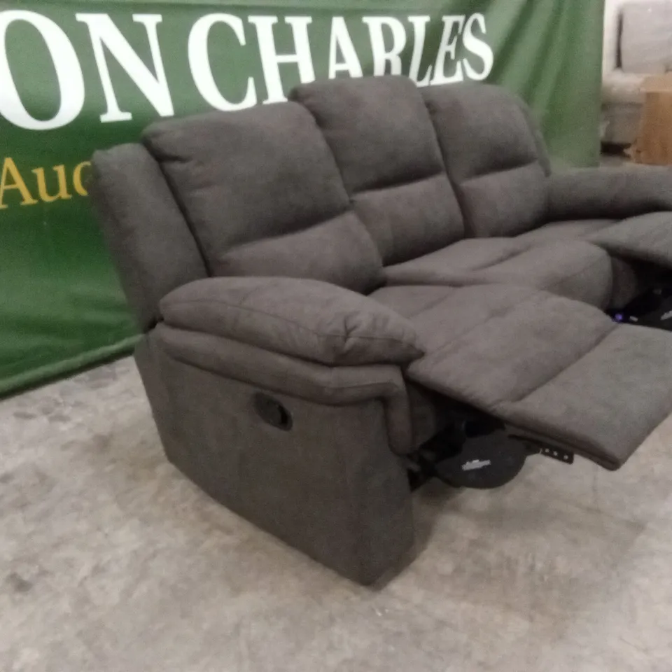 ALBION FABRIC 3 SEATER HIGH BACK MANUAL RECLINER SOFA - CHARCOAL RRP £749