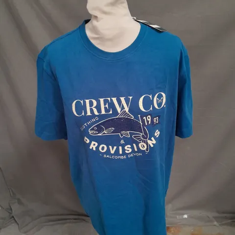 CREW CLOTHING COMPANY FISH GRAPHIC TEE IN DARK BLUE SIZE L