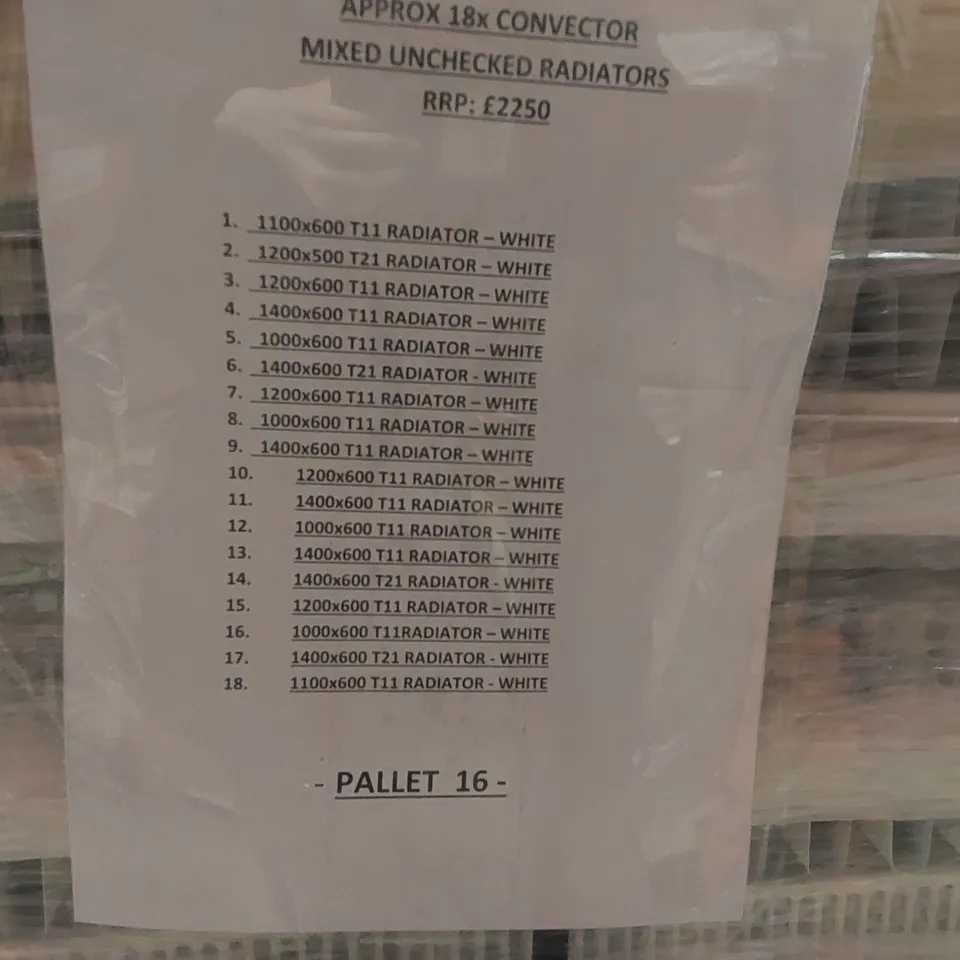 PALLET CONTAINING APPROXIMATELY 18x CONVECTOR RADIATORS
