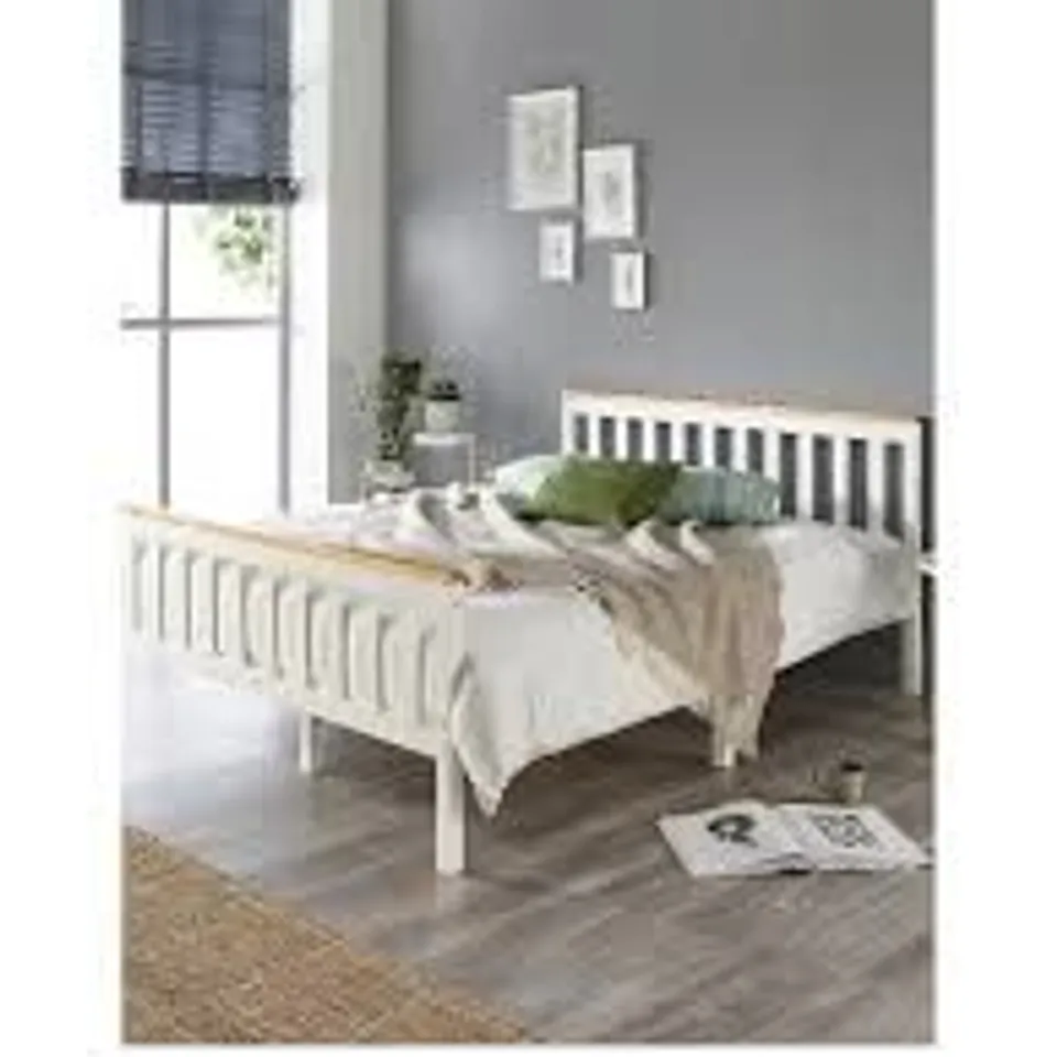 CLAYTON DOUBLE WOODEN BED FRAME  - WHITE