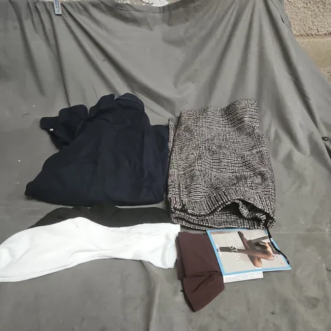 BOX OF APPROXIMATELY 15 ASSORTED CLOTHING ITEMS TO INCLUDE SOCKS, TIGHTS, SHIRT, SKIRT ETC