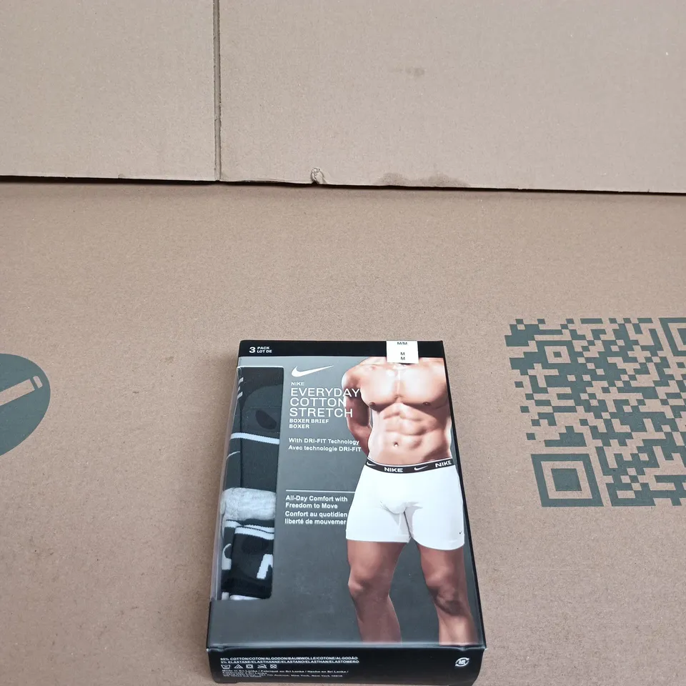NIKE EVERYDAY COTTON STRETCH BOXER BRIEFS 3 PACK MEDIUM