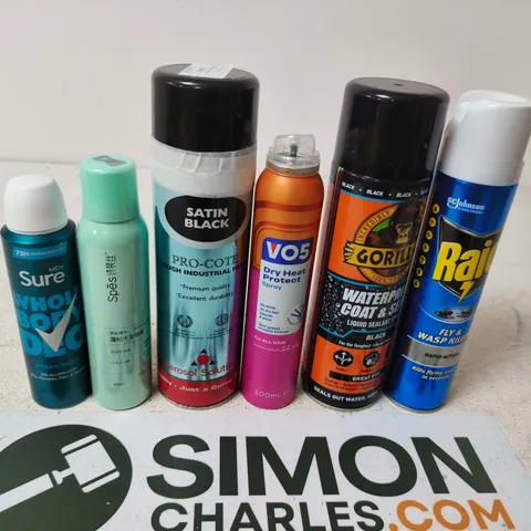 APPROXIMATELY 15 ASSORTED AEROSOLS TO INCLUDE FLY KILLER , SURE MEN AND GORILLA