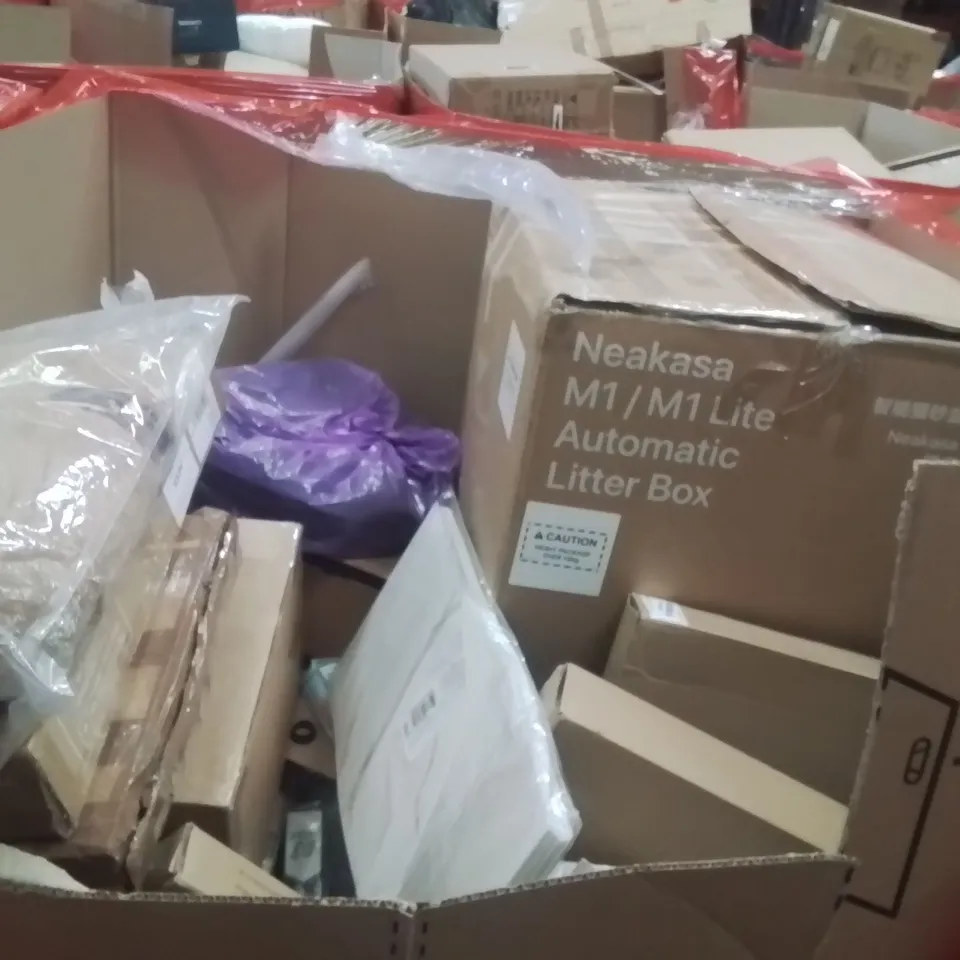 PALLET OF ASSORTED HOUSEHOLD GOODS AND PRODUCTS TO INCLUDE;INSECT KILLER MACHINE,FLOATING SHELVES,AREA RUG