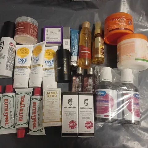 LOT OF APPROXIMATELY 20 ASSORTED HEALTH AND BEAUTY ITEMS TO INCLUDE REPAIRING CREAM, EUTHYMOL AND MANSCAPED DEO