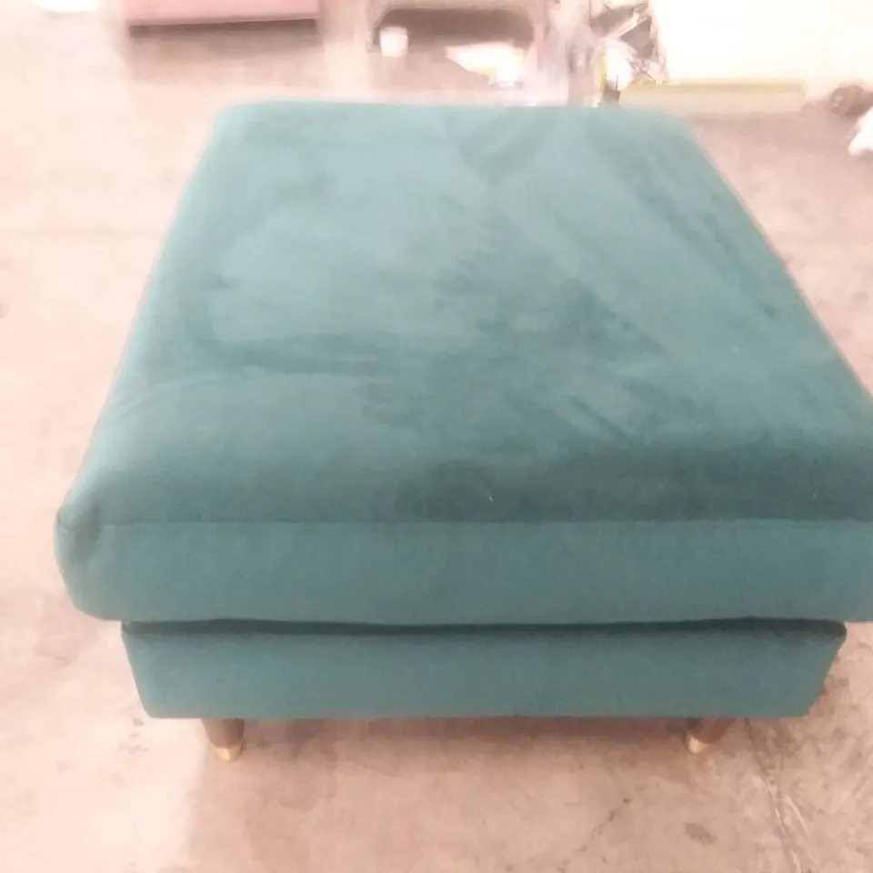 QUALITY BRITISH DESIGNER LOUNGE CO. FOOTSTOOL TEAL PLUSH FABRIC 