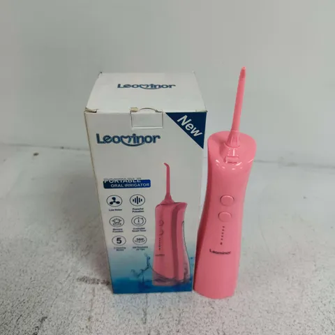 BOXED LEOMINOR PORTABLE ORAL IRRIGATOR IN PINK