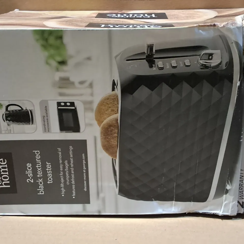 BOXED 2-SLICE BLACK TEXTURED TOASTER