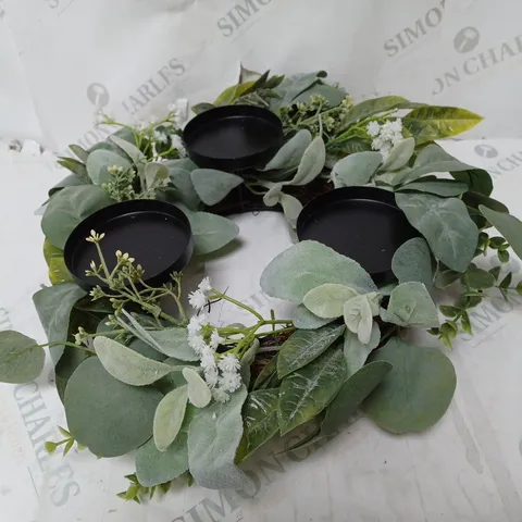 HOME REFLECTIONS 3 IN 1 FLAMELESS CANDLE WITH WREATH SET - SAGE
