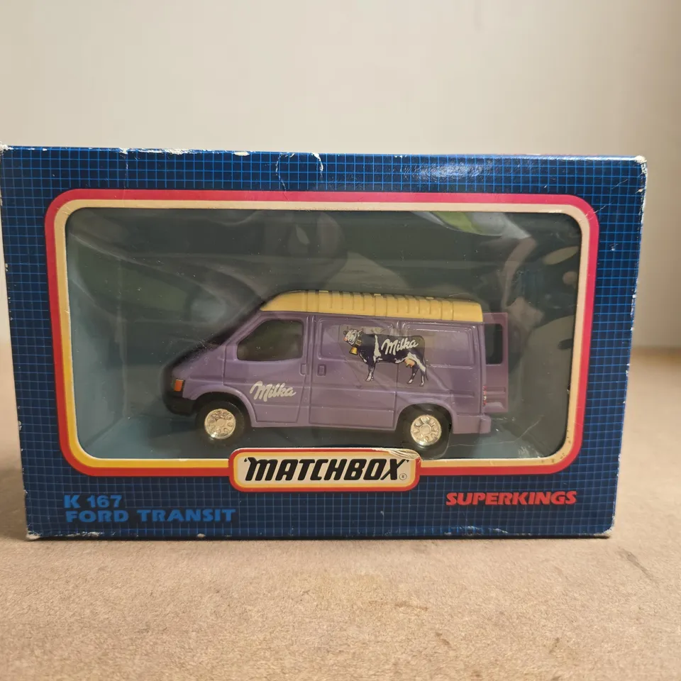 MATCHBOX SUPERKINGS K167 FORD TRANSIT VAN – MILKA LIVERY, BOXED