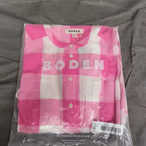 BAGGED BODEN MOLLIE LINEN SHIRT DRESS IN PINK/WHITE - SIZE 20R
