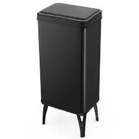 BOXED COSTWAY 50L STAINLESS STEEL TRASH CAN AUTOMATIC MOTION SENSOR GARBAGE BIN - BLACK