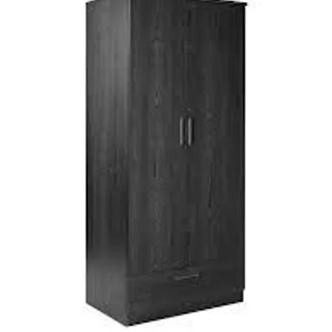 BOXED PANAMA 2 DOOR 1 DRAWER WARDROBE - BLACK (2 BOXES)