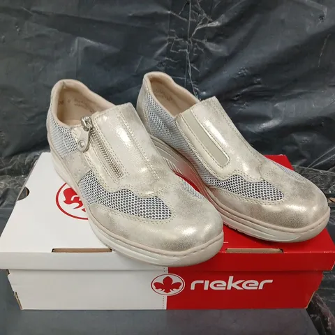 BOXED PAIR OF RIEKER ZIPPED TRAINERS - UK SIZE 6