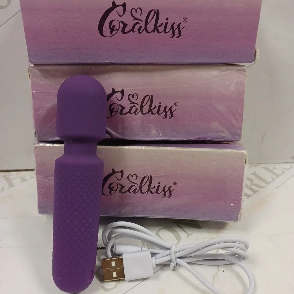 BOX OF 3 ORAL KISS MINI MAGIC WAND MASSAGERS - PURPLE 