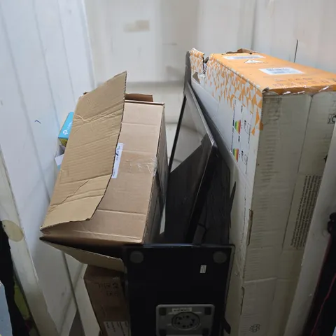 CAGE OF APPROXIMATELY 25 ASSORTED ITEMS INCLUDING SAMASUNG TV , INK CARTRIDGES AND TP LINK POWER STARTER KIT