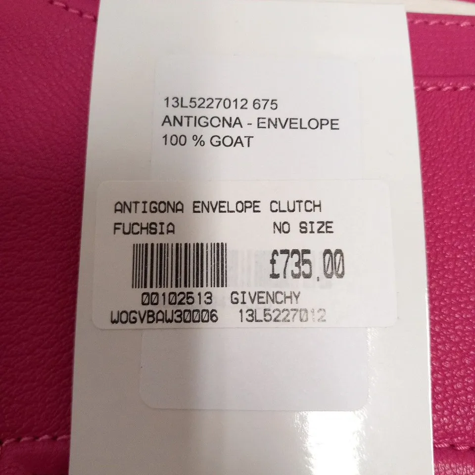 GIVENCHY ANTIGONA FUCHSIA ENVELOPE CLUTCH BAG