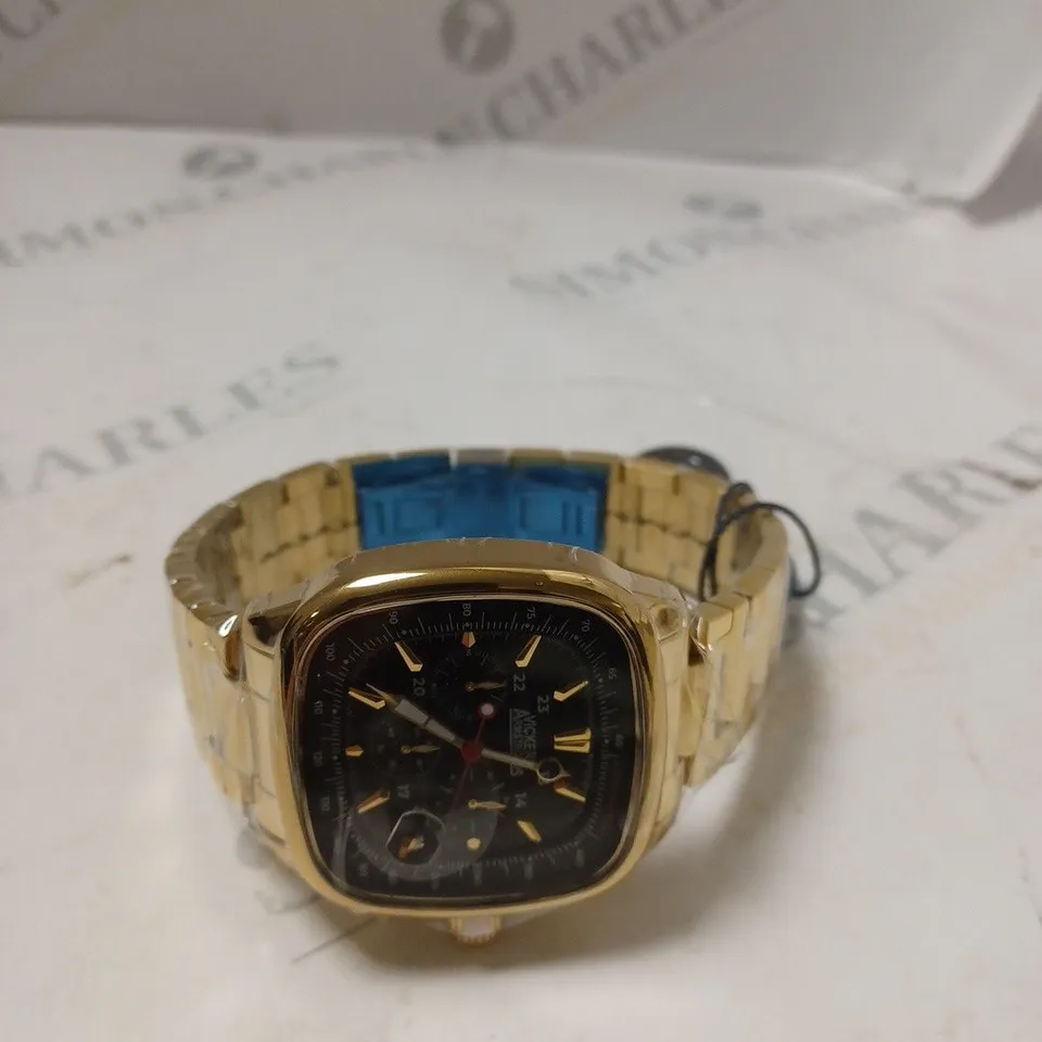 BOXED VICKERS ARMSTRONGS CLASSIQUE QUARTZ MOVEMENT GOLD COLOUR STAINLESS STEEL CHAIN LINK WATCH 