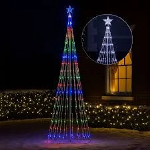 NOXED NEO 10FT WHITE WATERFALL LED OUTDOOR CHRISTMAS TREE LIGHT CASCADING STAR TREE WITH 5M LEAD MULTI FUNCTION MODES (1 BOX)