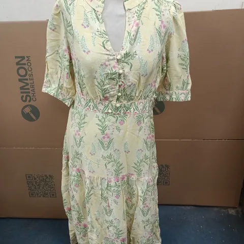 TOGETHER FLORAL MAXI DRESS – YELLOW & GREEN BOTANICAL PRINT SIZE 10