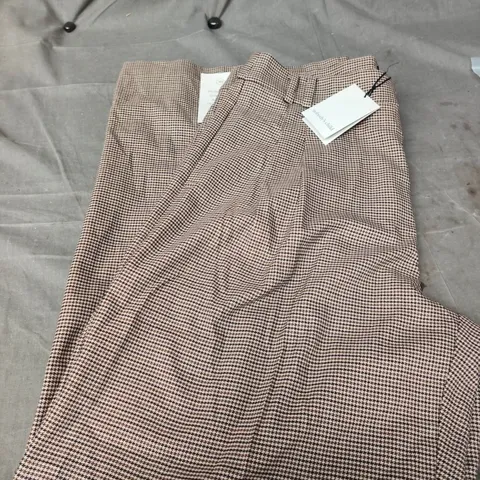 NOBODY'S CHILD CHECK TROUSERS – UK 16 (EU 44 / US 12) – BROWN HOUNDSTOOTH, NEW WITH TAGS