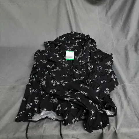NOBODY'S CHILD EMILINE BLOUSE - UK12 (EU40) BLACK FLORAL