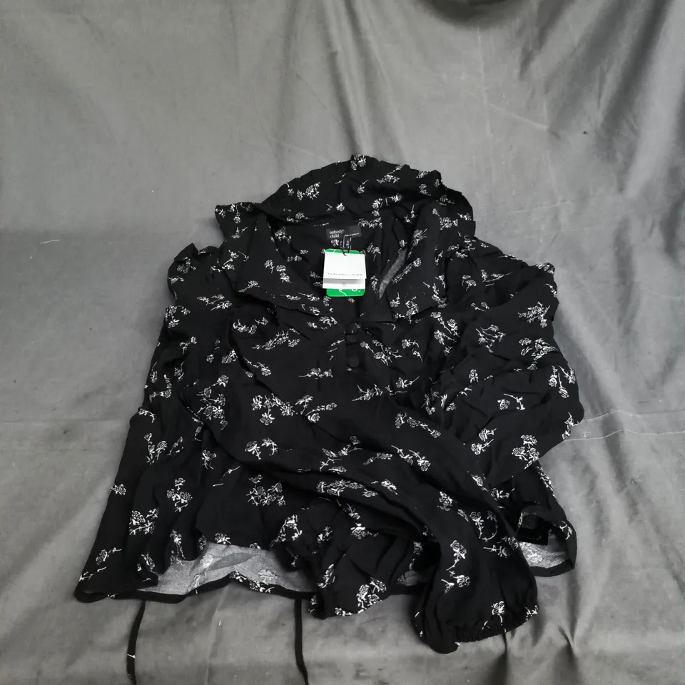 NOBODY'S CHILD EMILINE BLOUSE - UK12 (EU40) BLACK FLORAL