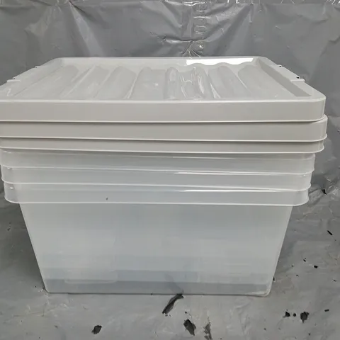 UNBRANDED SET OF 4 PLASTIC STORAGE CONTAINER WITH GREY LIDS