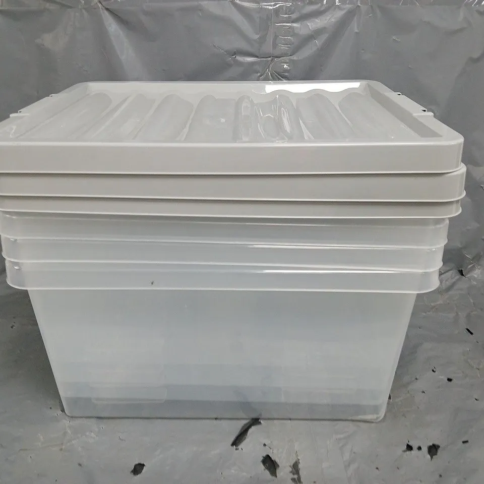 UNBRANDED SET OF 4 PLASTIC STORAGE CONTAINER WITH GREY LIDS