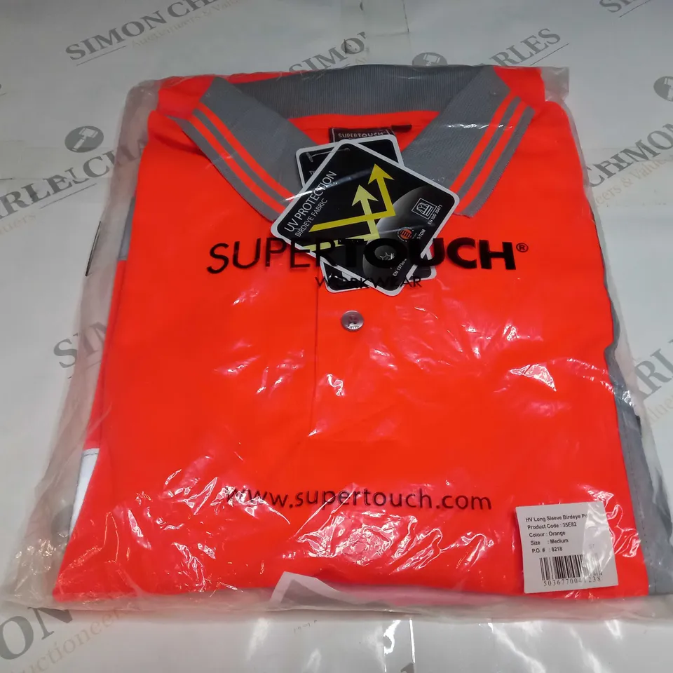 SUPERTOUCH HV LONG SLEEVE BIRDEYE POLO IN ORANGE - MEDIUM